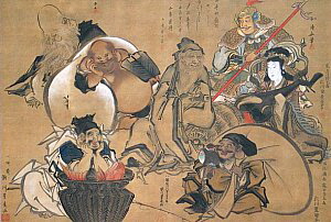Seven Lucky Gods, 19th Century Japanese Painting