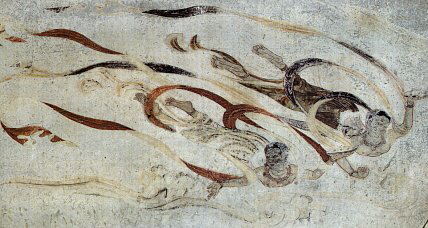 Flying Asparas Mural; Houryuuji (Horyuji) Temple in Nara, Japan Flying Asparas Mural; Houryuuji (Horyuji) Temple in Nara, Japan