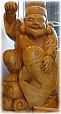 Ebisu, God of Fishermen and Fortune, Wooden Statue, Modern Ebisu, God of Fishermen and Fortune, Wooden Statue, Modern