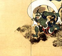 Fujin (Wind God), painting by Tawaraya Sotatsu, Right Panel, Edo Era, Kennin-ji Temple in Kyoto