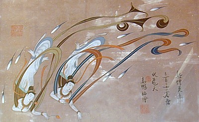 Flying Asparas, Tonko, DunHuang, in the collection of Gabi Greve