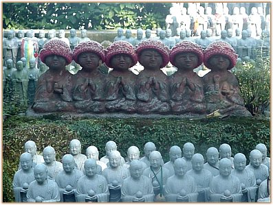 Roku Jizo - Six Jizo Statues, One for Each of the Six States of Existence, Hase Dera in Kamakura