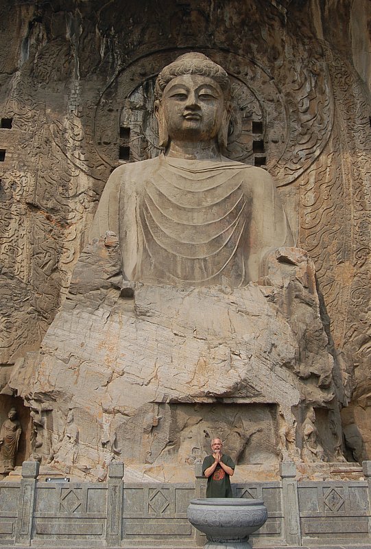 Stone carving of Vairocana Buddha (aka Dainichi Nyorai), Fengxian Temple in China. 