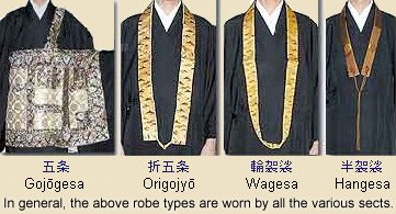Gojogesa, Origojyogesa, Wagesa, Hangesa -- Types of Robes Worn by Japanese Monks