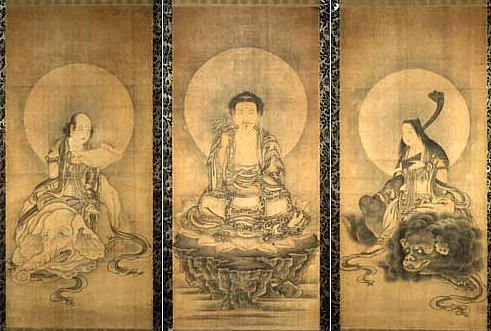 Shaka Triad with Historical Buddha, Monju, and Fugen