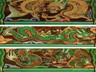 Three dragon paintings among the various structures at Seokjongsa Temple.