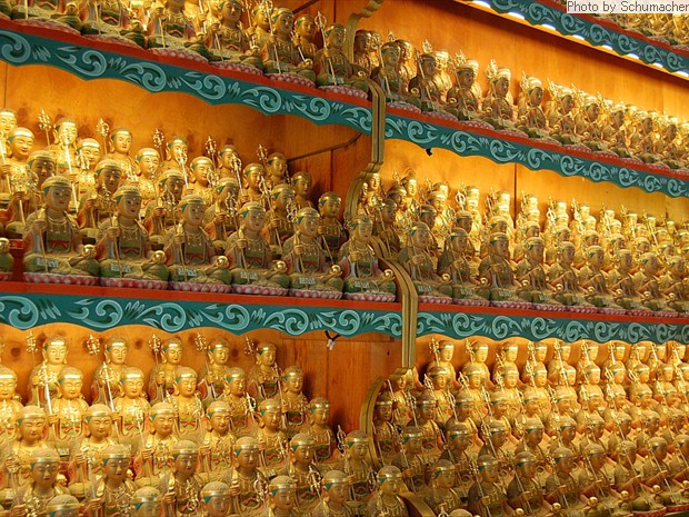 1000 Kṣitigarbha 千躰地蔵 (Krn. = Jijang 지장, Jp. = Jizō, Chn. = Dìzàng). Gapsa Temple. Devotees purchase an icon, which is then installed in a special temple niche.