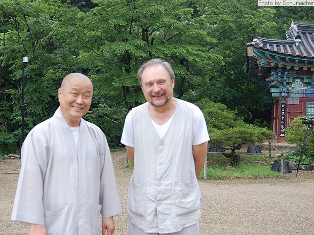 Ven. Jongho and Professor Robert Buswell ( Professor of Buddhist Studies, UCLA) at Magoksa Temple.