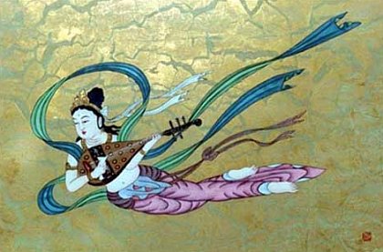 Flying Asparas (Hiten) -- Modern Japanese painting; Also classified as a Tennyo