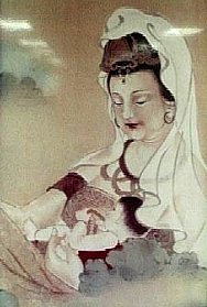 Painting of Guanyin and a child found in the Tzu-chi Foundation Hospital in Hualien, Taiwan. Picture taken January 12, 2003 by Allen Timothy Chang.