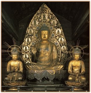 Amida Nyorai Triad (Sanzon), 1148 AD, Byodo-in Temple