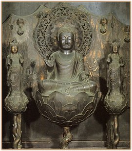 Amida Nyorai Triad (Sanzon), 8th Century AD, Horyu-ji Temple