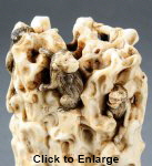 CLOSEUP - Ivory carving of Kappa, Shirikodama, Monkeys and the Moon