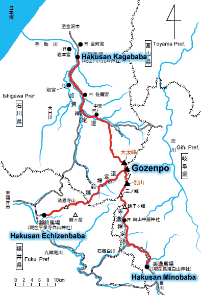 Three pilgrimage routes in the Hakusan Mountains