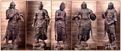 Heian era, by Chosei, L to R Anchira, Makora, Sanchira, Mekira, Indara, at Koryu-ji Temple in Kyoto (courtesy http://www.jinjapan.org/museum/bud/tenbu/tenbu03/tenbu03.html)