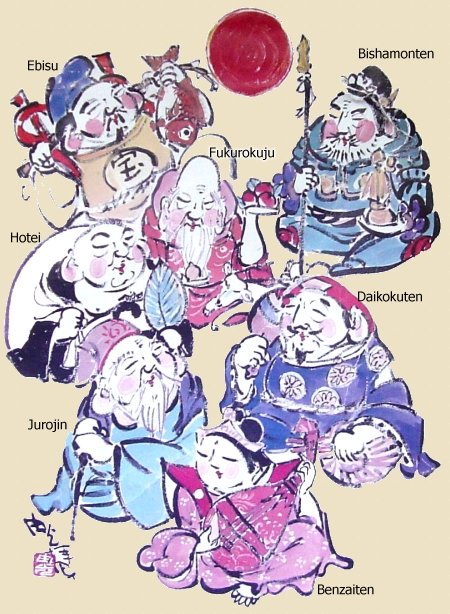 Seven Lucky Gods of Japan - Poster Image found at Myoryuji Temple